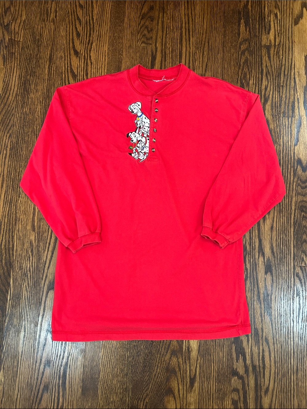 Vintage 90s 101 Dalmatians Long Sleeve Henley T-Shirt